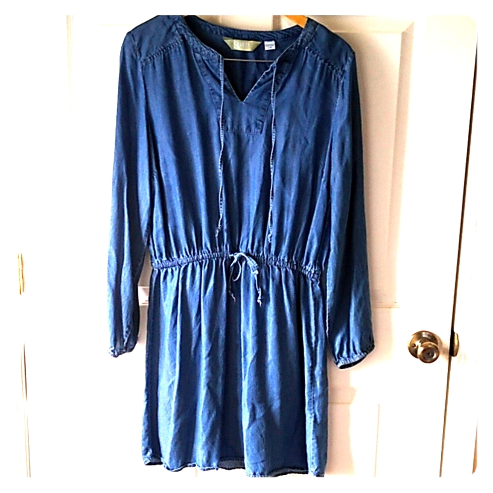 R1893 Denim Drawstring Waist Dress Size Large